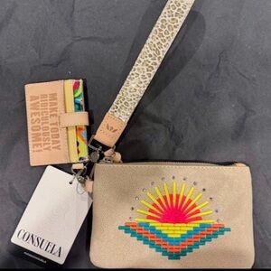Consuela Beige Clutch with Colorful Embroidery